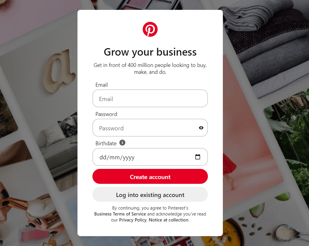Signup Pinterest