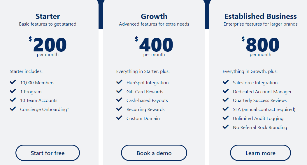 Referral Rock pricing