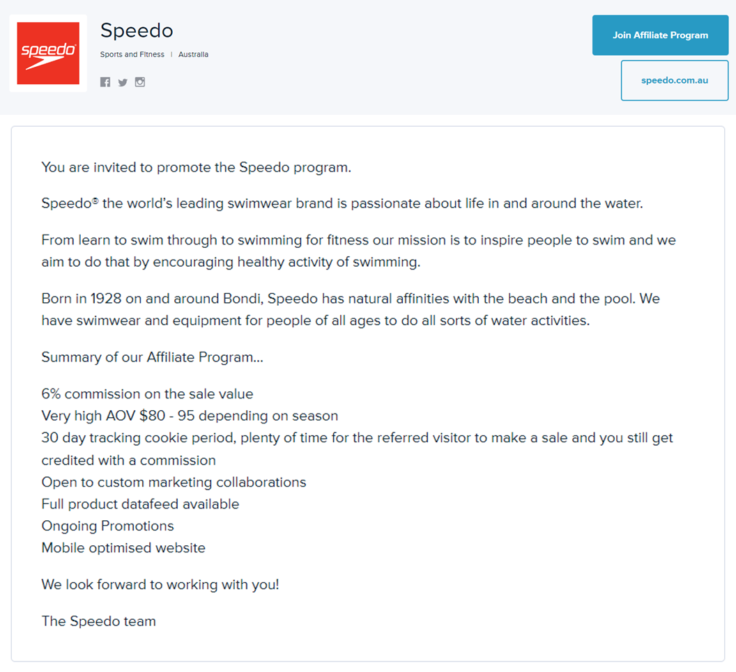 Speedo USA Affiliate Program