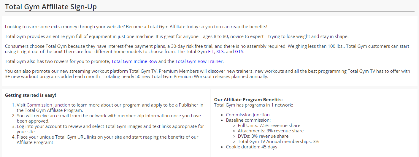 Total Gym Affiliate Program