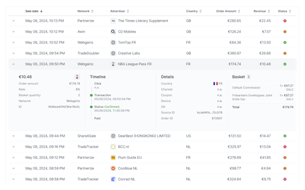 Rapport de transaction