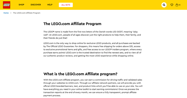LEGO Affiliate Program