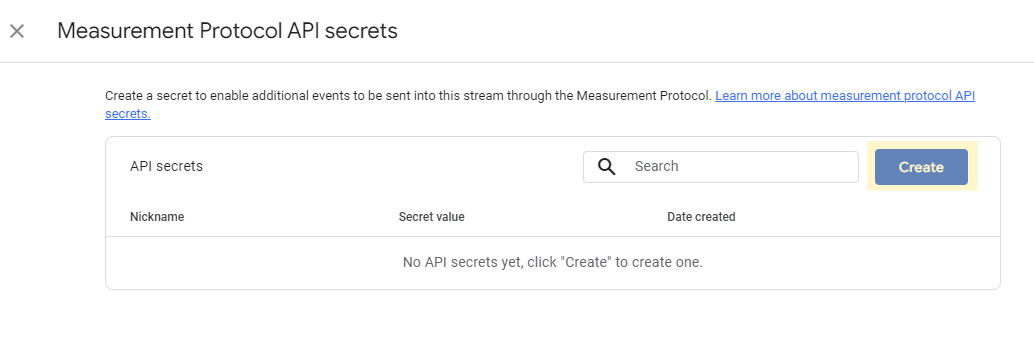 Create measurement Protocol API